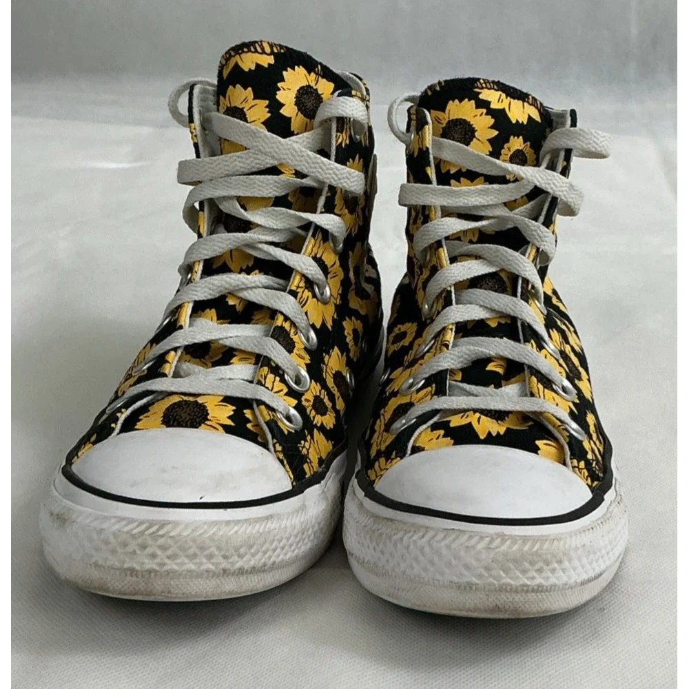 Converse Chuck Taylor All Star High Top Sunflower Sneakers Sz 7.5 Boho Festival